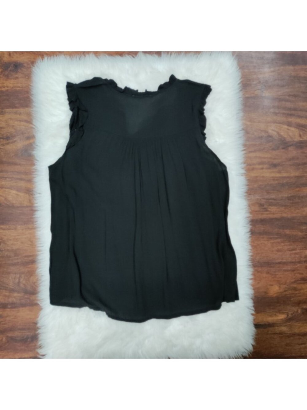 Made in Italy Whimsy Boho Black Lace MTrim Ruffle Button Up Sleeve Blouse - Picture 6 of 10
